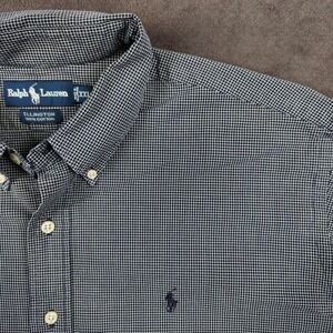 Ralph Lauren Ellington Shirt Mens XXL Navy Blue White Micro Check Button Up